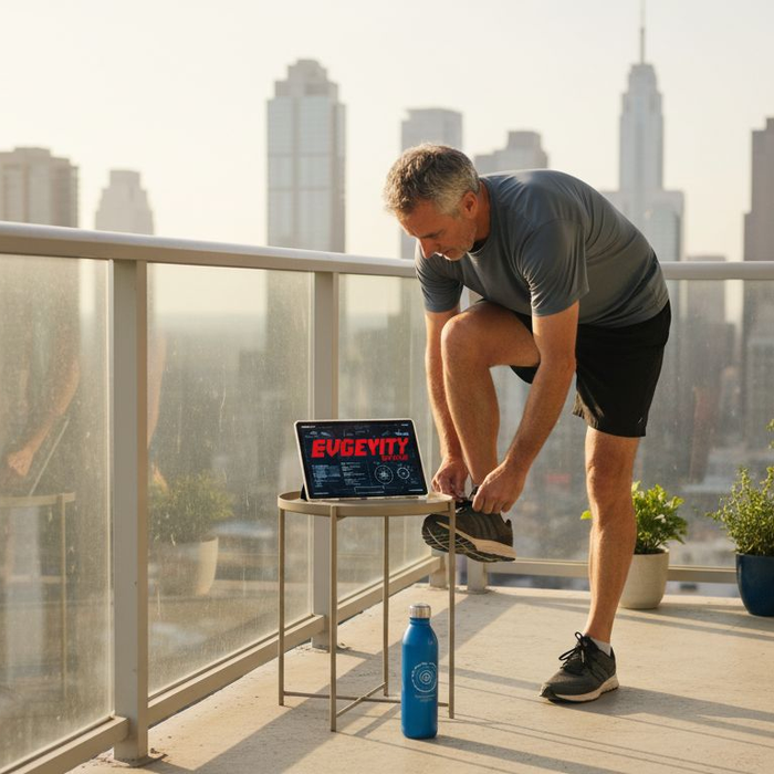 Man preparing for morning run for longevity