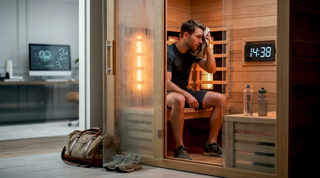 Athlete cooling down in infrared sauna