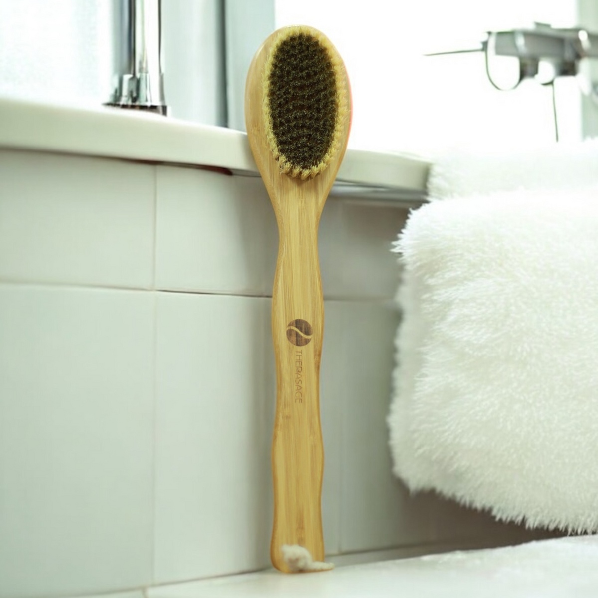 Therasage TheraBrush Long Handle Vegan Dry Brush, Copper Bristles