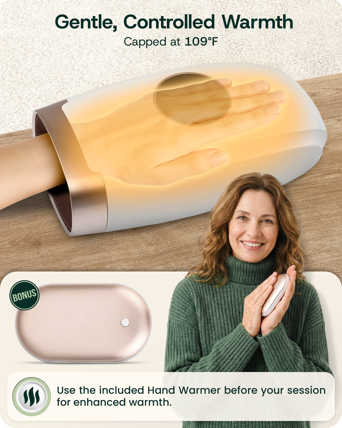 Lunix LX7 Heated Air Compression Hand Massager, Lunar White