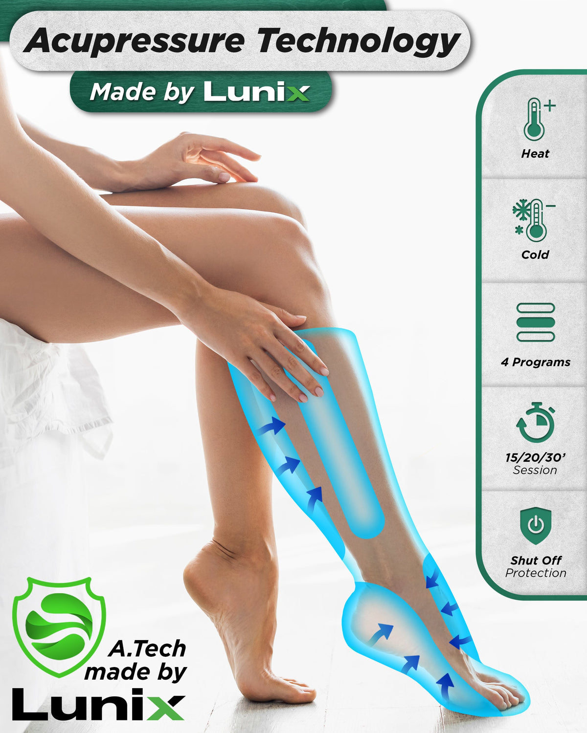 Lunix LX1 Foot and Calf Compression Massager, Charcoal Black