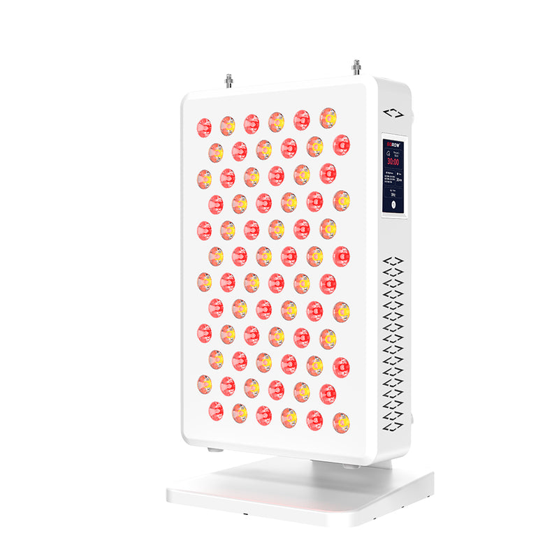 White LED panel with red and blue lights on a white background