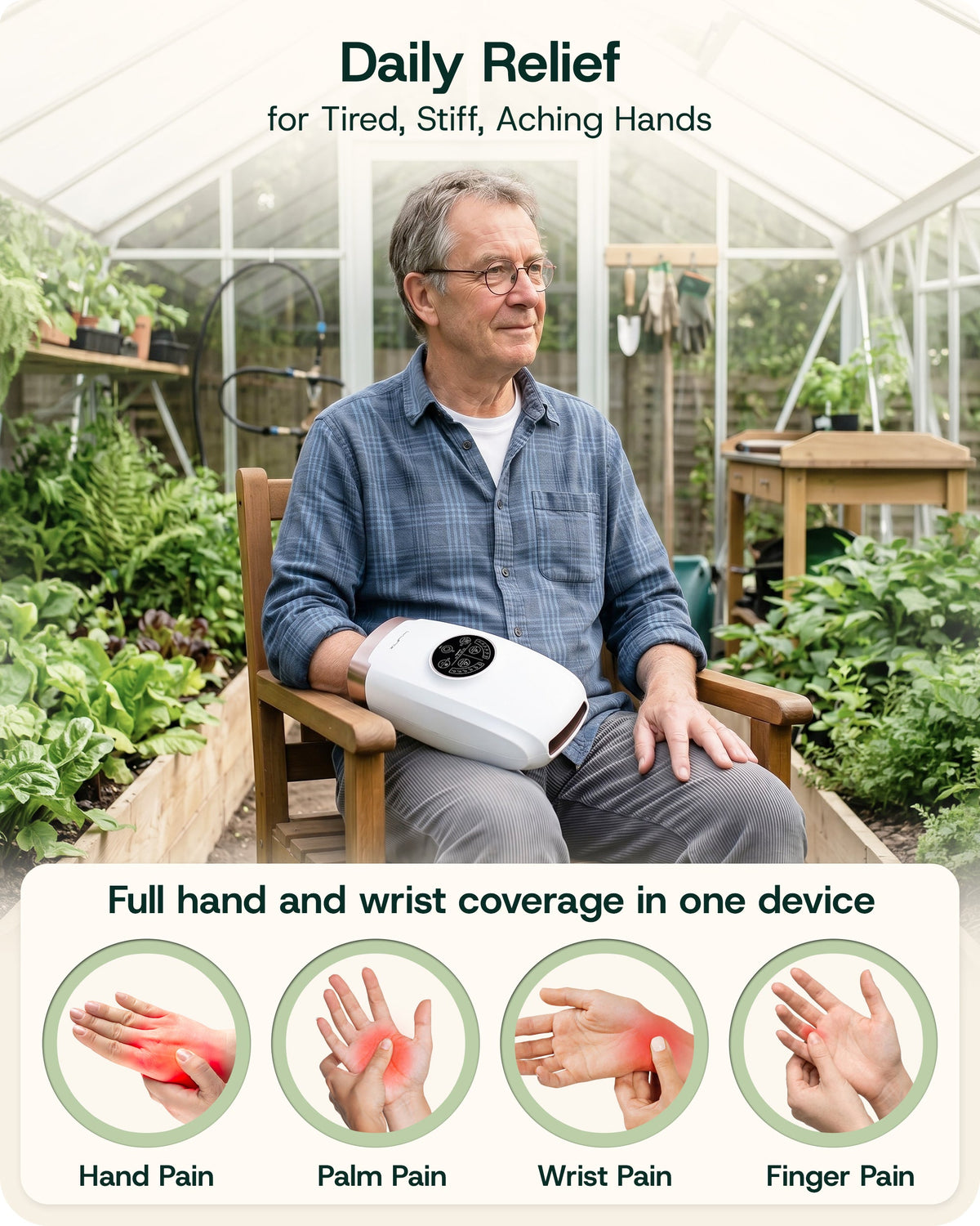 Lunix LX3 6-Mode Heated Air Compression Hand Massager, Lunar White