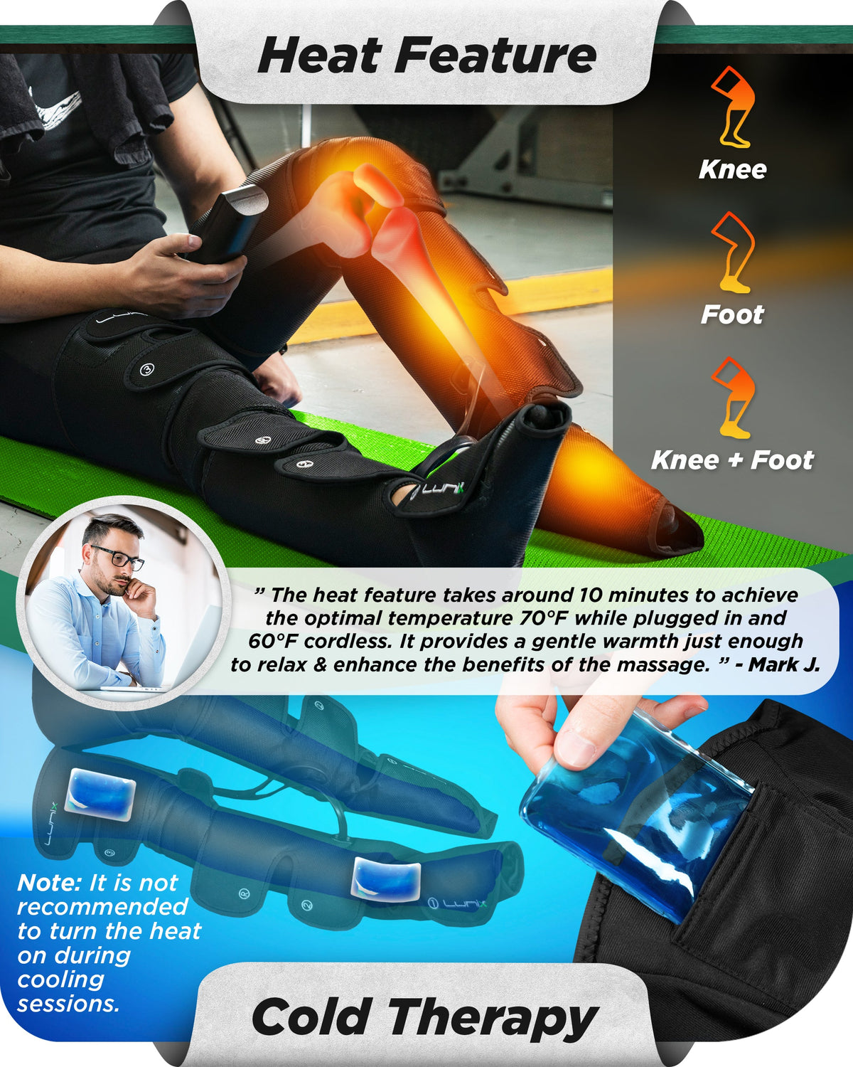 Lunix LX10 Full Leg Compression Massager, Charcoal Black