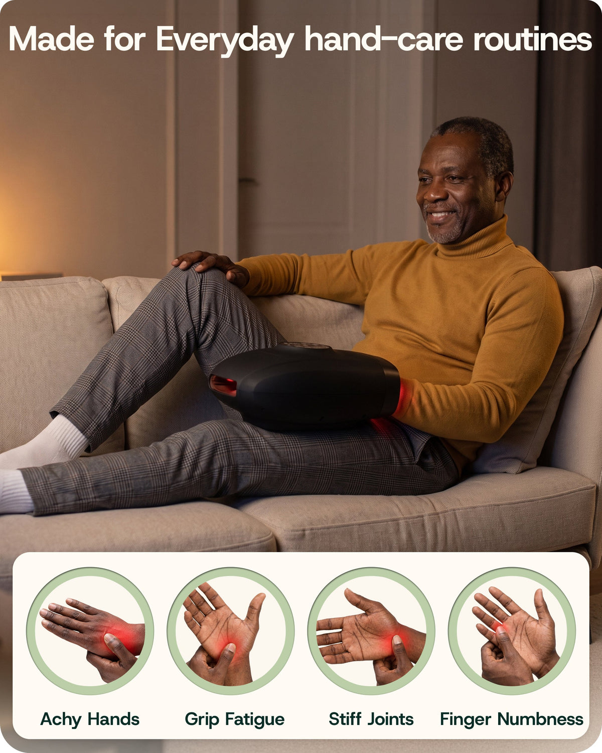 Lunix LX33 Red Light Hand and Wrist Massager, Charcoal Black