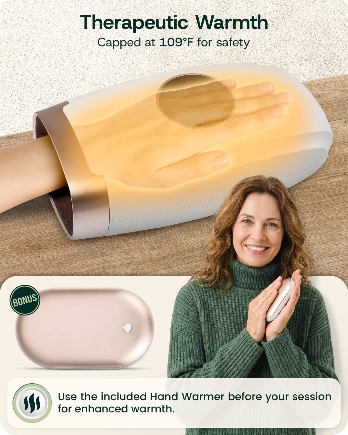 Lunix LX3 6-Mode Heated Air Compression Hand Massager, Lunar White