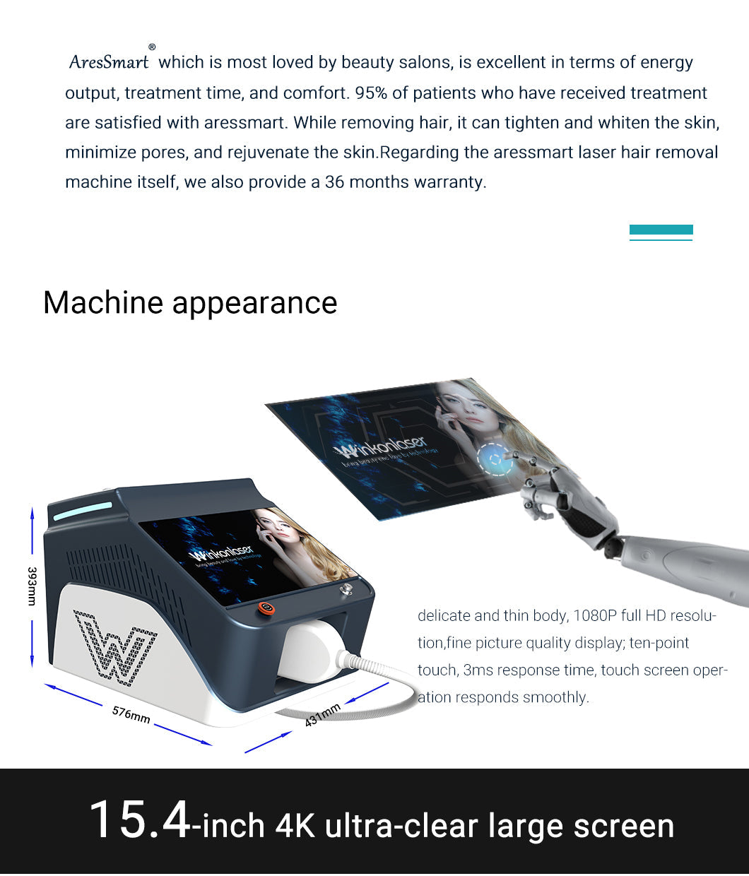Winkonlaser AresSmart DL500 Diode Laser Hair Removal Machine