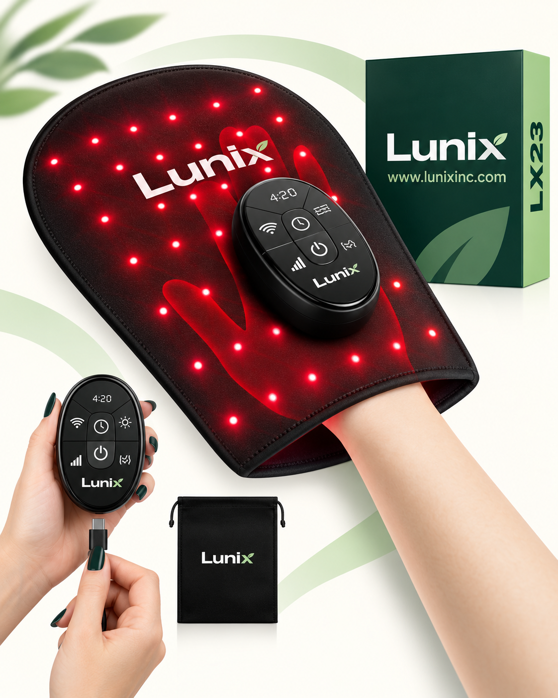 Lunix LX23 Red Light Hand Device, Charcoal Black