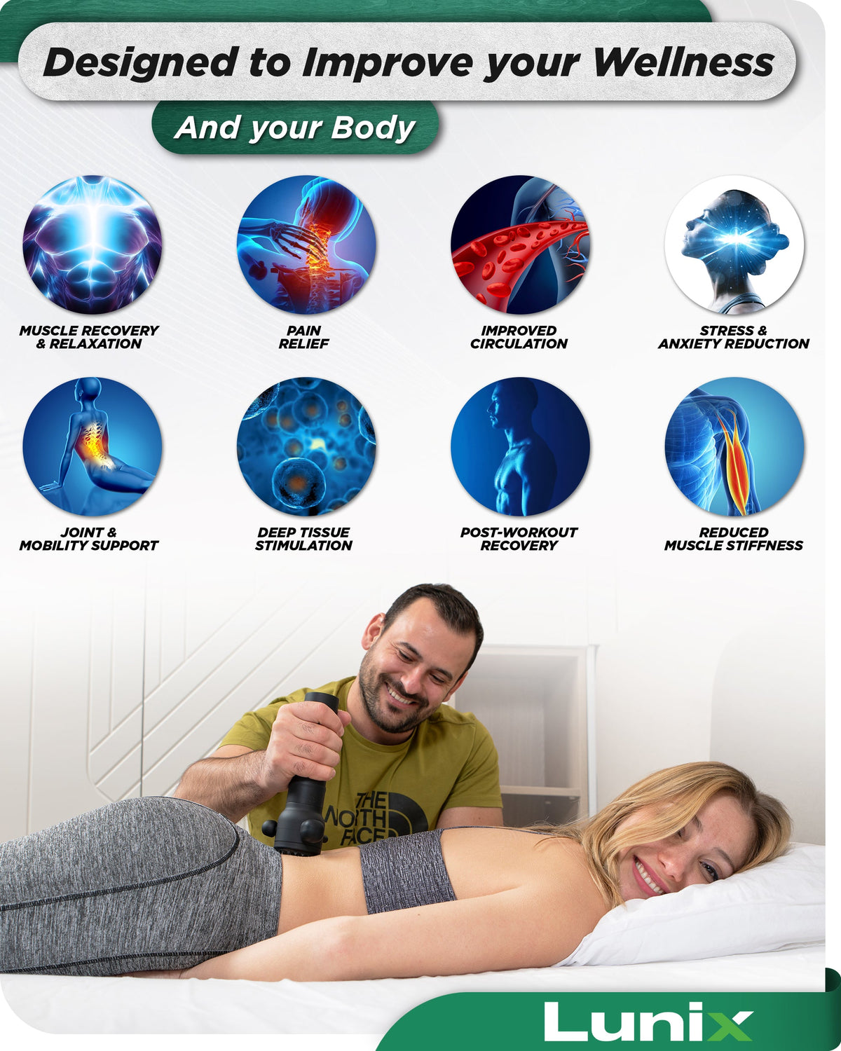 Lunix LX28 Deep Tissue Massage Gun, Charcoal Black