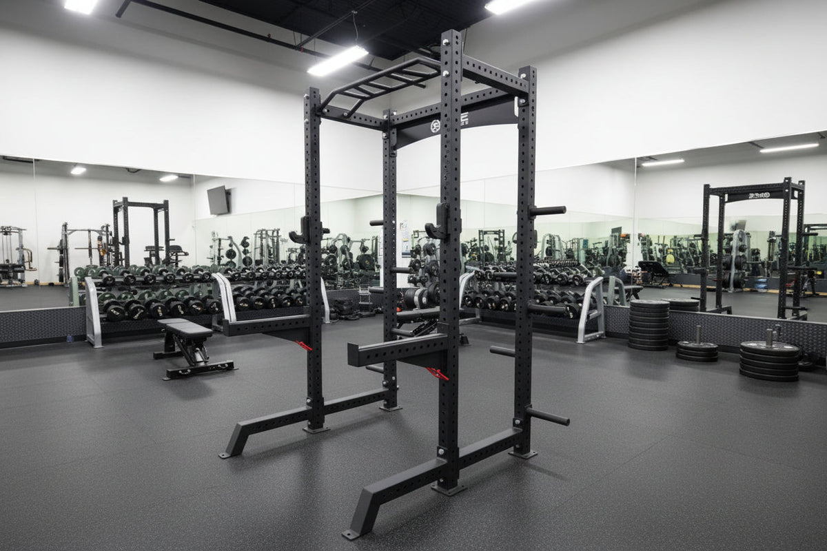 Sports & Fitness Exchange Commercial Squat Rack with Safety Bars