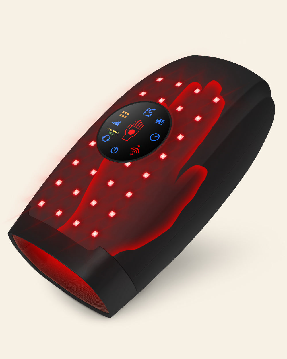 Lunix LX37 Touchscreen Red Light Hand Massager, Charcoal Black