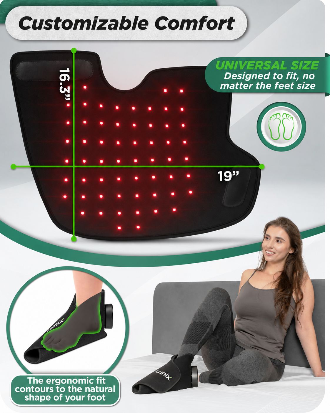 Lunix LX24 Red Light Foot Device, Charcoal Black