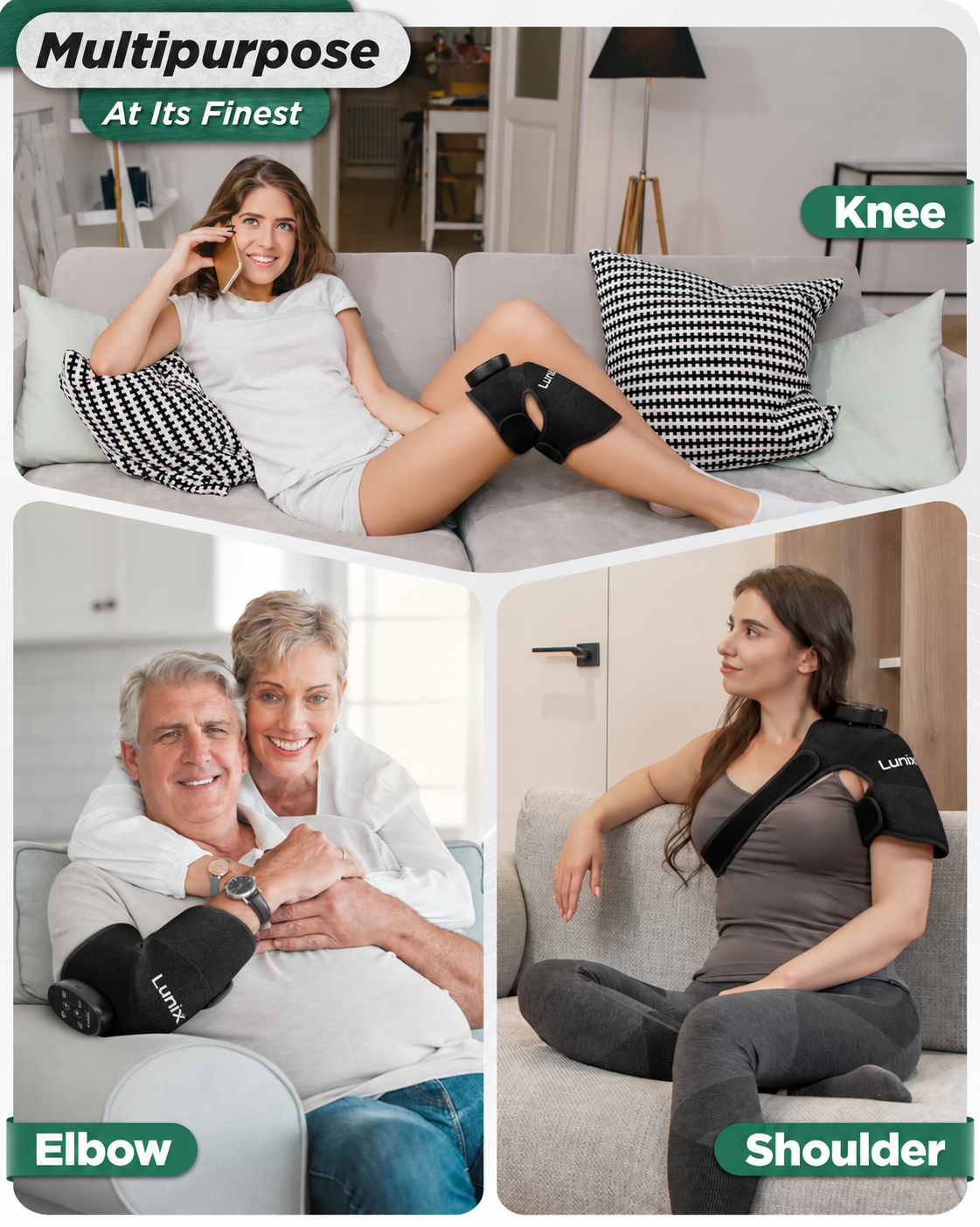 Lunix LX19 Red Light Wrap for Knee, Elbow and Shoulder, Charcoal Black