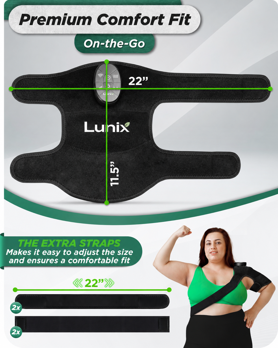 Lunix LX19 Red Light Wrap for Knee, Elbow and Shoulder, Charcoal Black