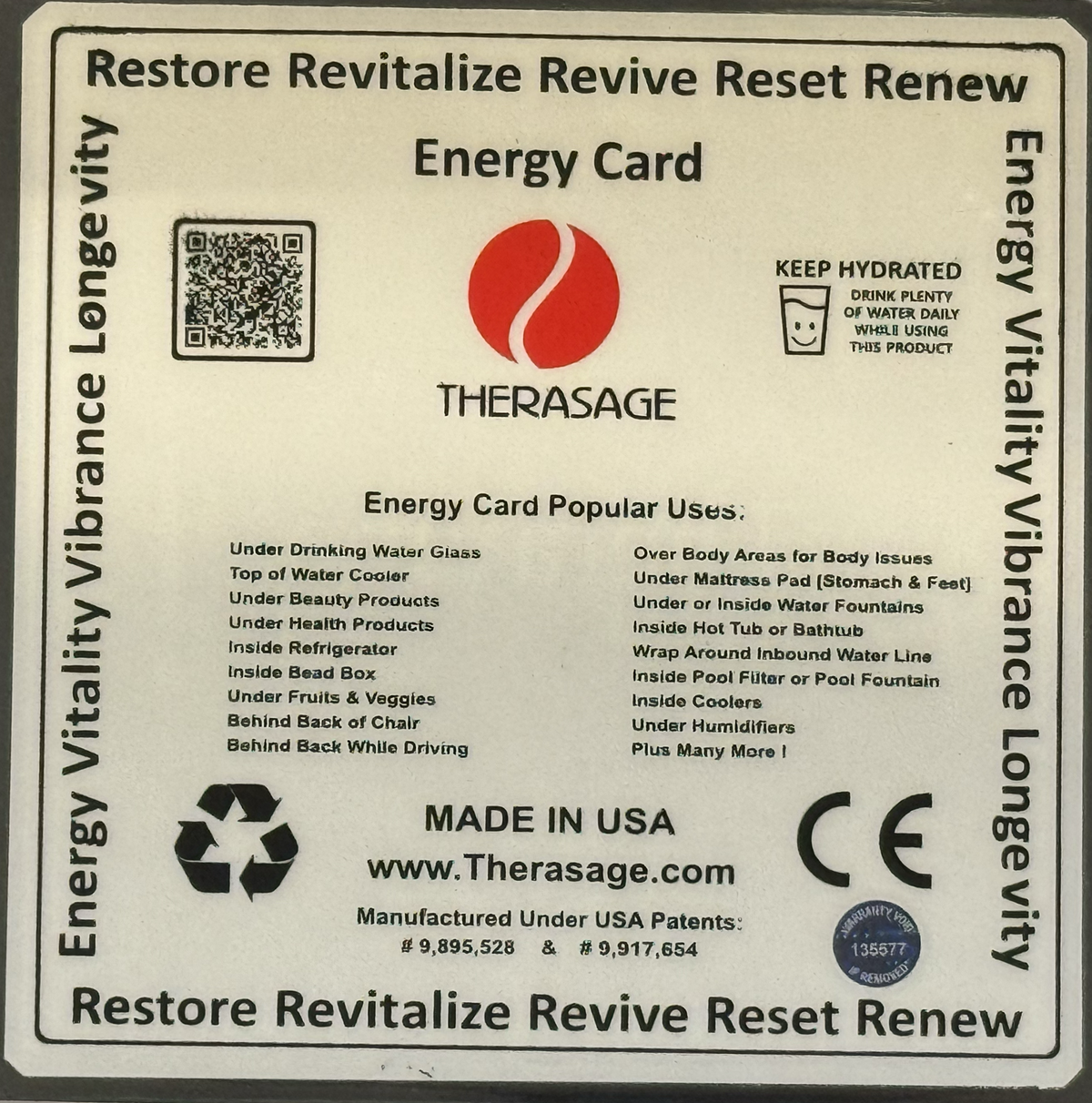 Therasage TheraVibe 6x6 Card, Energy