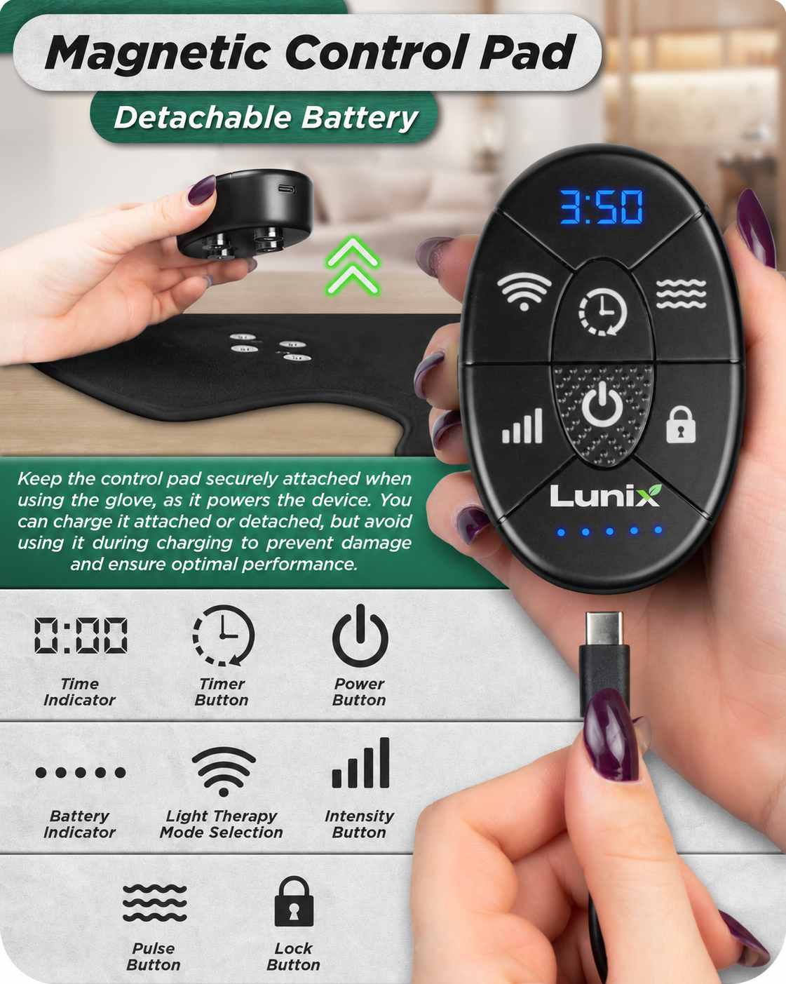 Lunix LX24 Red Light Foot Device, Charcoal Black
