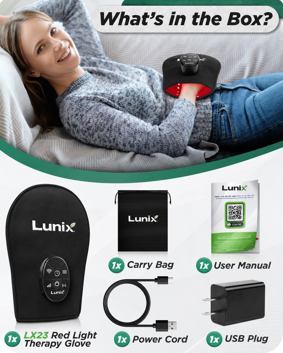 Lunix LX23 Red Light Hand Device, Charcoal Black