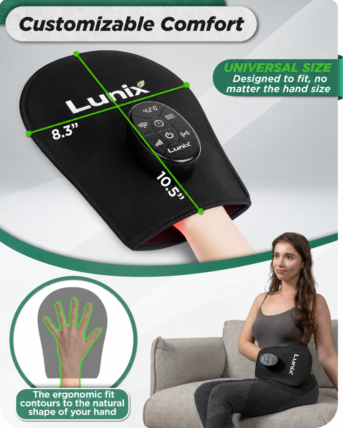 Lunix LX23 Red Light Hand Device, Charcoal Black