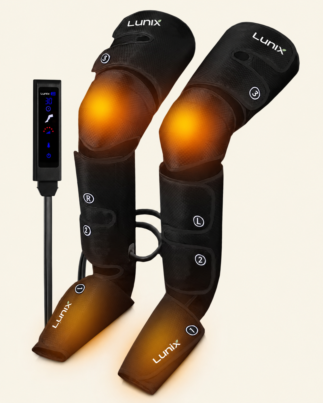 Lunix LX10 Full Leg Compression Massager, Charcoal Black