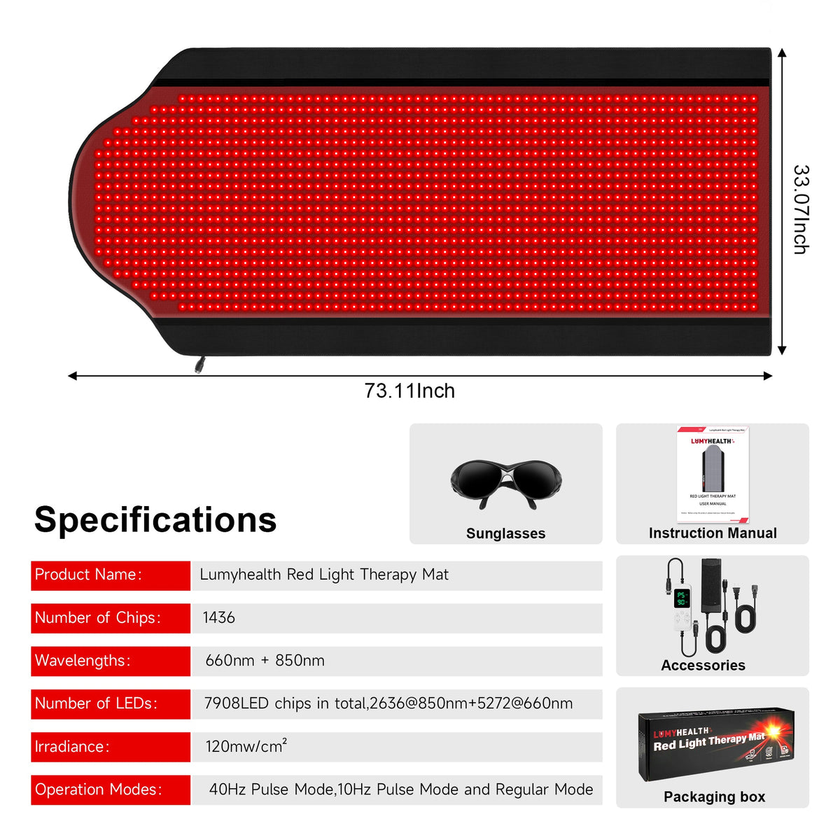 LUMYHEALTH Dual-Pulse Red Light Therapy Mat